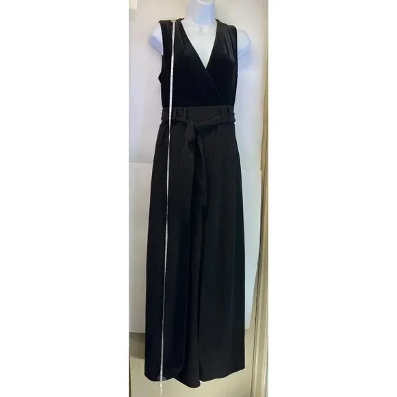 Shelby Nites Womens 8 Black Jump Suite Shorts/Pants V Neck Party - Picture 8 of 13